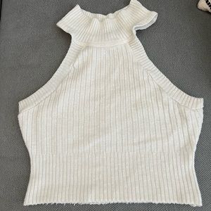 🤍 Women’s Sleeveless Crop Sweater-knit Halter Top